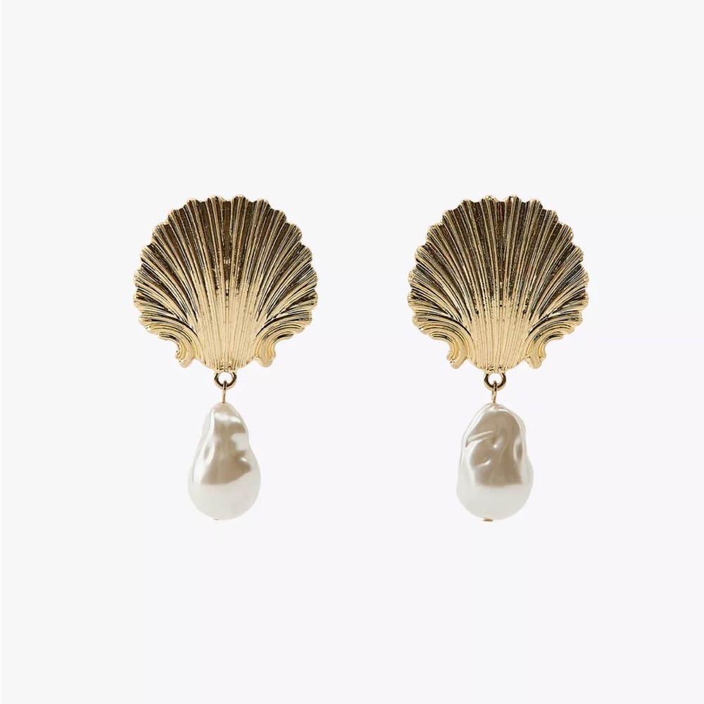 NEW🔥Zara Style PEARL AND SHELL EARRINGS New Season - Picture 3 of 8